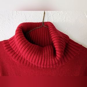 INC International Concepts Ruby Red Wool Blend Turtleneck Tunic Size Large